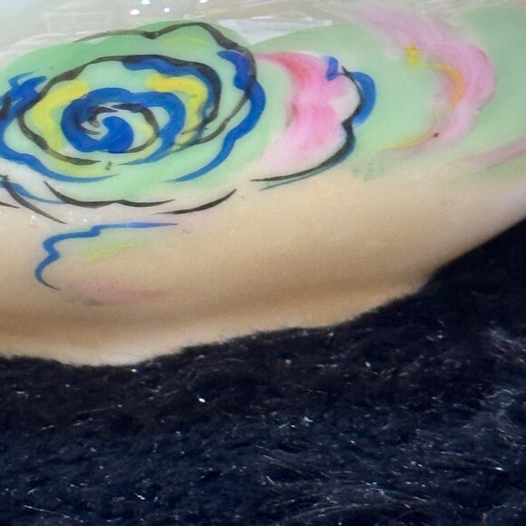 Vintage Orange Lusterwear Hand painted Japanese Ceramic Basket  Floral - Picture 8 of 10